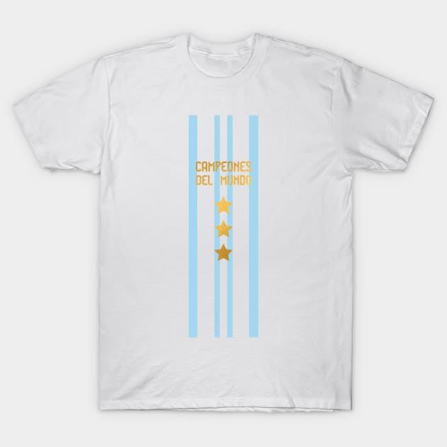 Argentina Jersey 3 Stars World Champions T-Shirt by Alimator